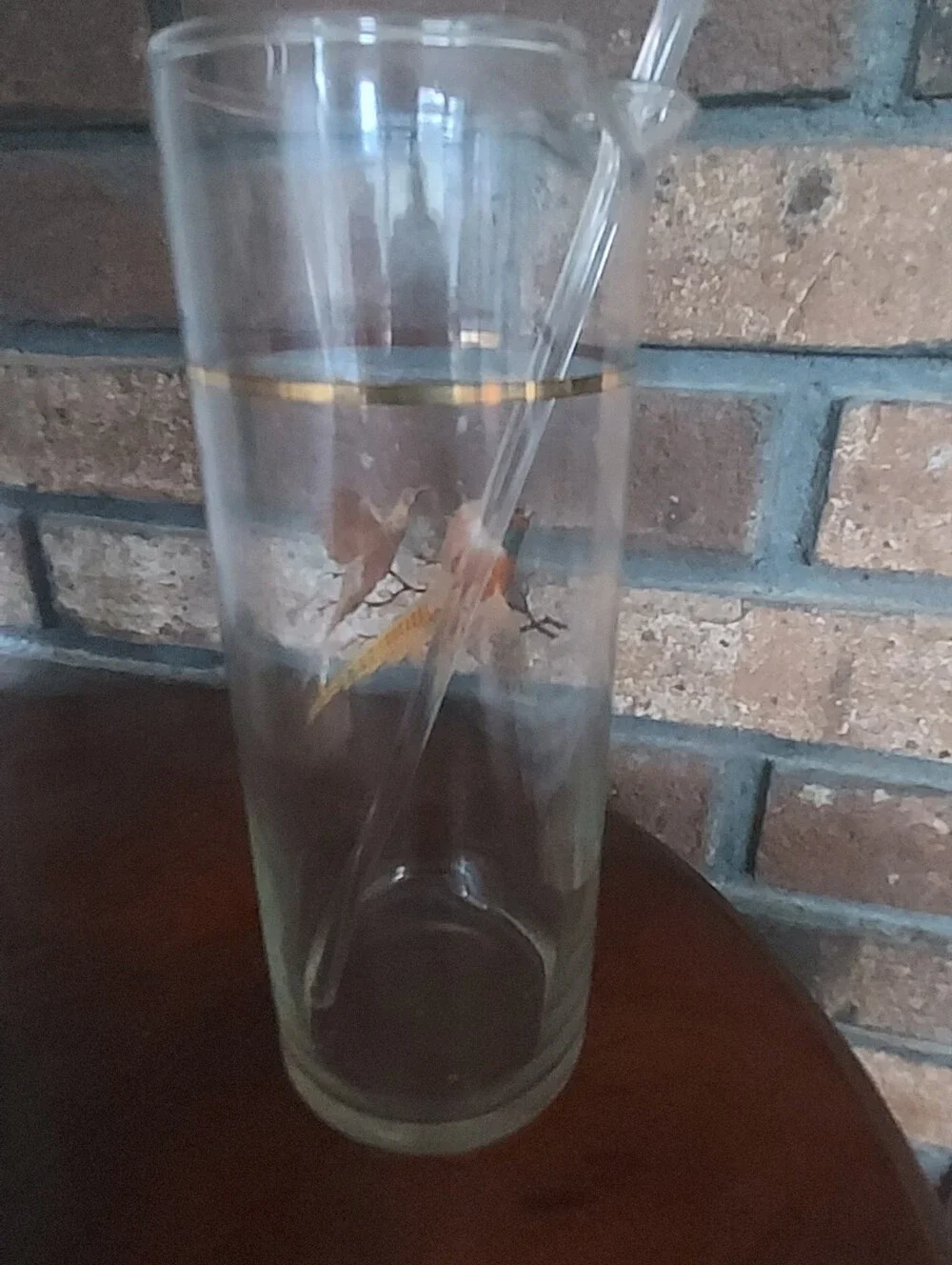 Princess House Wild Pheasant Bird Cocktail Martini Mixer Pitcher Stirrer Rustic